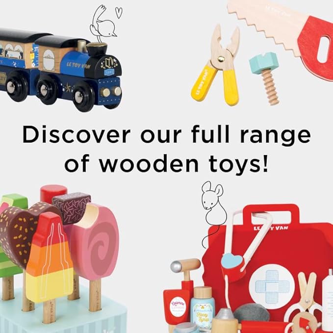 Le Toy Van - Educational Wooden Honeybake Pretend Play French Macarons Set Patisserie Toy Cakes | Girls Birthday Cake Or Afternoon Tea Role Play Toy (TV330)