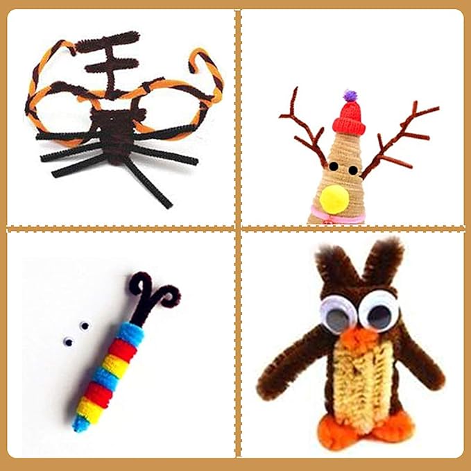 100 Pieces Brown Pipe Cleaners Chenille Stem, Pipe Cleaners Set for DIY Arts Crafts Decorations (Brown)
