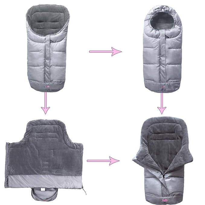 Anti-Kick Winter Water Proof Cozy Warmer Baby Footmuff Fits for Most of Strollers, Jogger, Reversible from Blanket to Sleeping Bag, Strap Position Adjustable,Safe and Practical Featurs