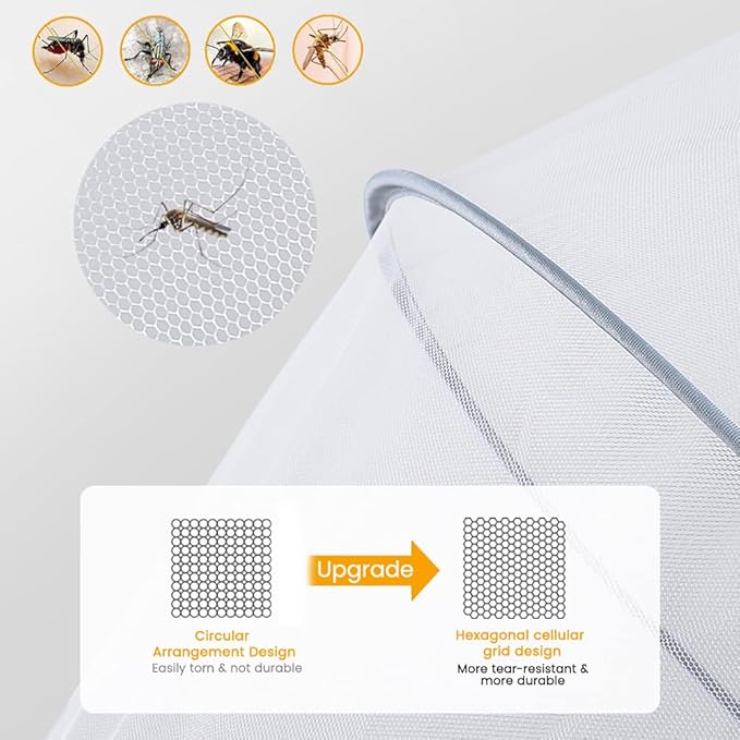 Orzbow Universal Mosquito Net for Stroller, Baby Bug Net with Two-Way Zippers & Storage Bag, Breathable & Foldable Mosquito Nets for Strollers, Car Seat, Bassinet, Cradle, Portable Mini Crib, Grey
