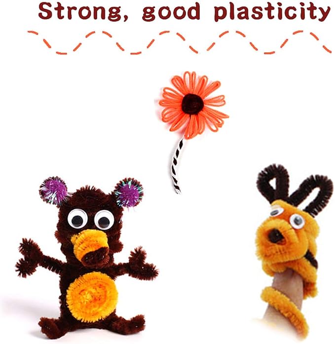 100 Pieces Brown Pipe Cleaners Chenille Stem, Pipe Cleaners Set for DIY Arts Crafts Decorations (Brown)