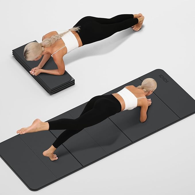 Foldable Yoga Mat Extra Thick 0.32 Inches Eco-Friendly POE Material, Non-Slip Design Fitness Mats, Multi-Purpose Workout Mats For Studio or Home Use (70 x 24 x 0.32 inches)