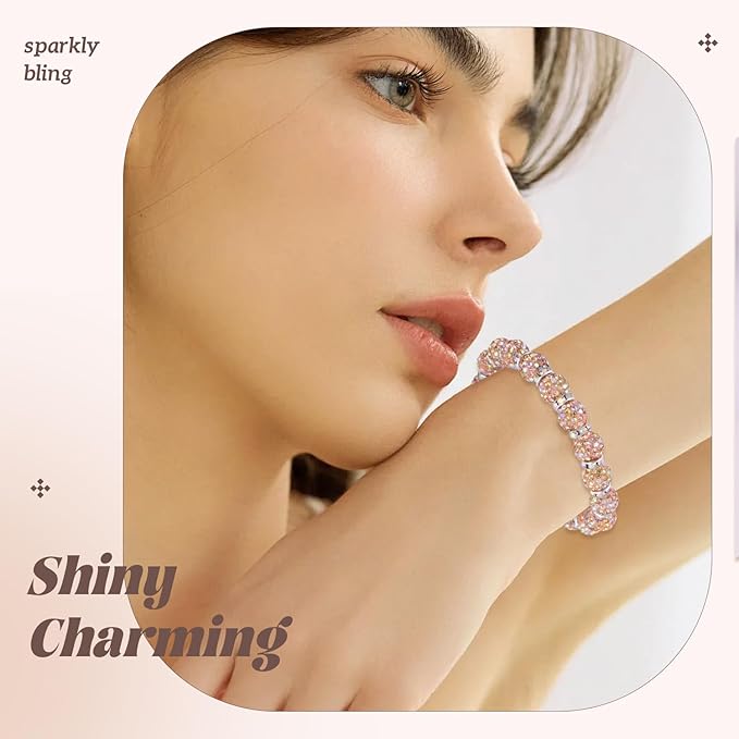 105pcs 10mm Rhinestone Beads for Jewelry Making, Light Peach AB Shiny Round Disco Beads Bulk, Sparkle Crystal Clay Christmas for Bracelet Baseball Necklace Earring Crafting and DIY