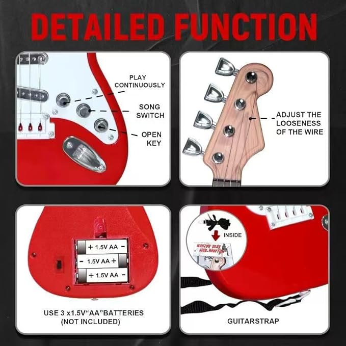 16inch Mini Guitar Toy for Kids and Beginners, Electric Guitar with Strap for Toddlers and Boys and Girls Instrument Toys