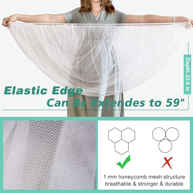 Durable Baby Stroller Mosquito Net (2 Pack) - Universal Elastic Edge Mesh Cover for Bassinets, Cradles, Playards, Car Seats & Mini Cribs | Breathable Travel Essential Newborn Protection (White)