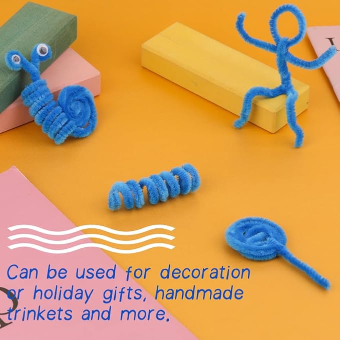 100 Pieces Pipe Cleaners Chenille Stem, Lake Blue Pipe Cleaners Set for DIY Arts Crafts Decorations (Lake Blue)