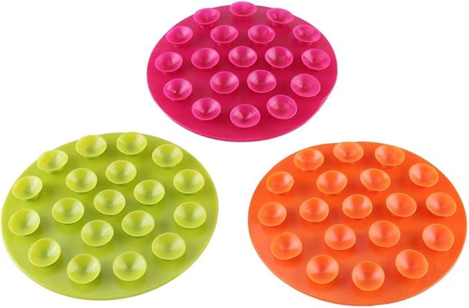 (Pack of 2) Creative Children's Tableware Sucker Baby Kids Magic Suction Mat Portable Double-Sided Suckers Anti-Slip Plate Bowl Cutlery Placemat(Rose Red)