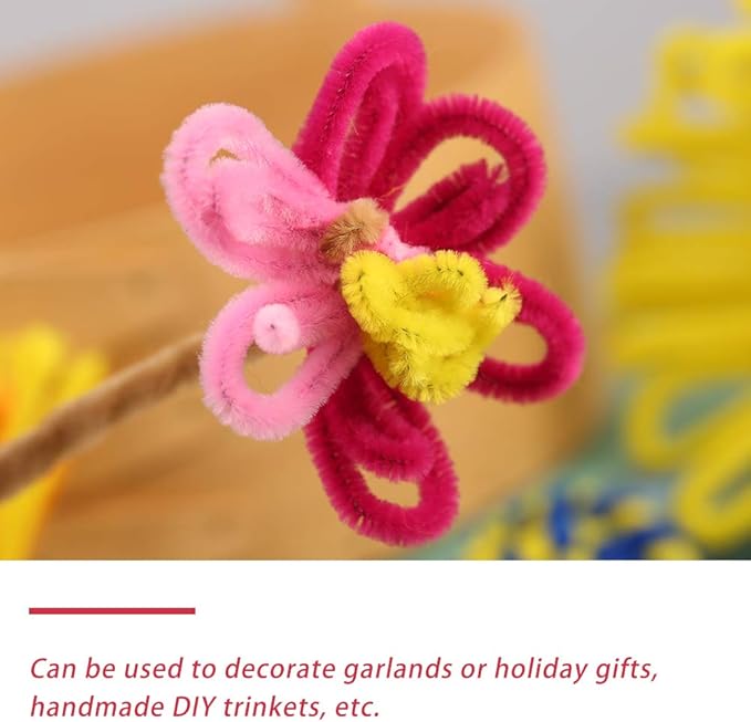 100 Pieces Pipe Cleaners Chenille Stem, Pink Pipe Cleaners Set for Pipe Cleaners Flower Kit DIY Arts Crafts Decorations, Chenille Stems Pipe Cleaners (Pink)