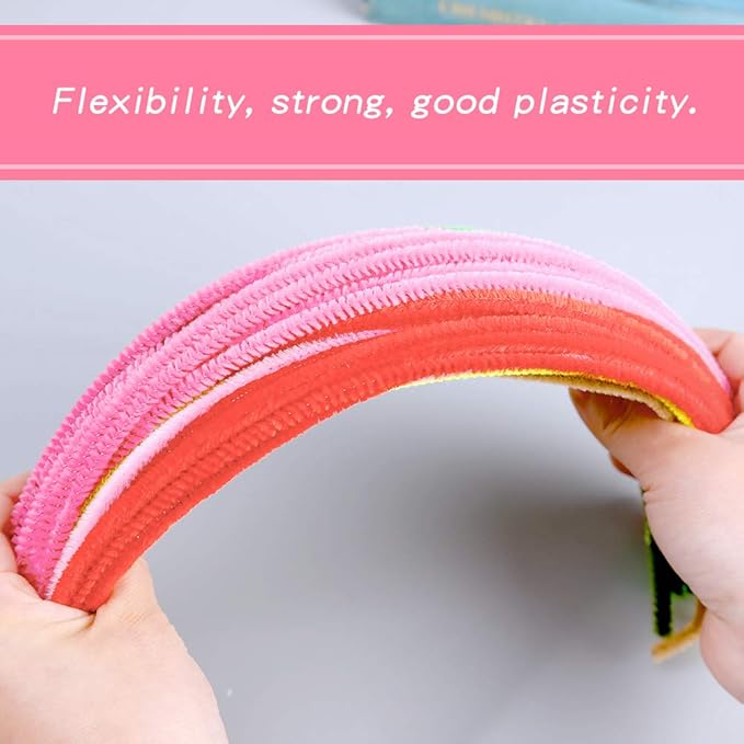 100 Pieces Pipe Cleaners Chenille Stem, Pink Pipe Cleaners Set for Pipe Cleaners Flower Kit DIY Arts Crafts Decorations, Chenille Stems Pipe Cleaners (Pink)