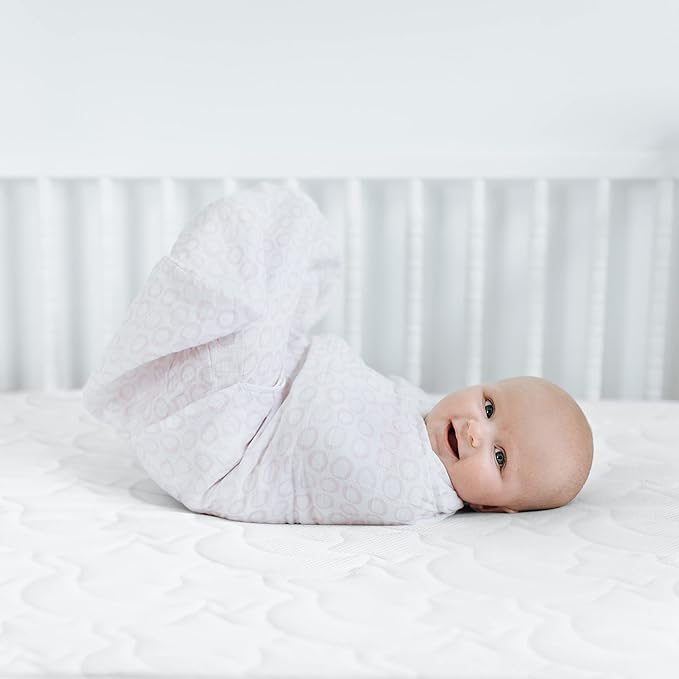 HALO DreamWeave Crib & Toddler Mattress - 100% Breathable Mattress and Core, Dual Sided 2-Stage Design, Machine Washable Cover, Hypoallergenic, Open Strand Polymer Core, Greenguard Cert.