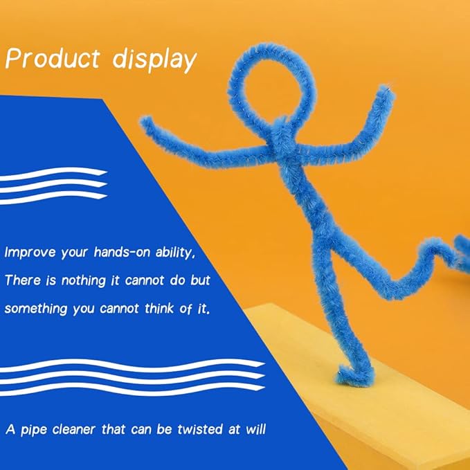 100 Pieces Pipe Cleaners Chenille Stem, Lake Blue Pipe Cleaners Set for DIY Arts Crafts Decorations (Lake Blue)