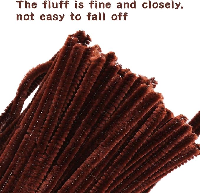 100 Pieces Brown Pipe Cleaners Chenille Stem, Pipe Cleaners Set for DIY Arts Crafts Decorations (Brown)