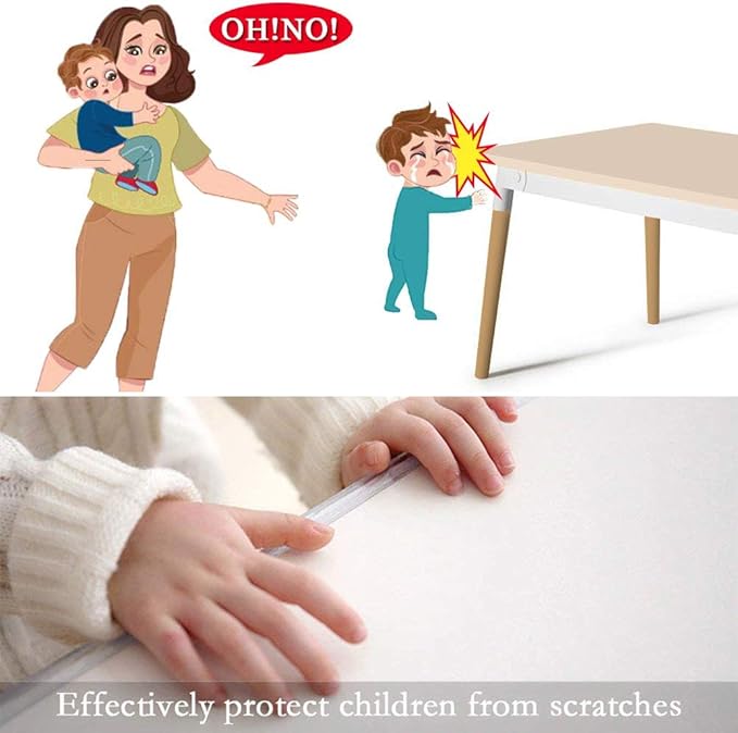 Edge Protector 100% Silicone, Baby Proofing Corners Clear Guards, Pre-Tape Adhesive Soft for Kids Safety, Child Table Cabinets Furniture Bumper (2/5x2/5 in (Thin Width), 12 FT)