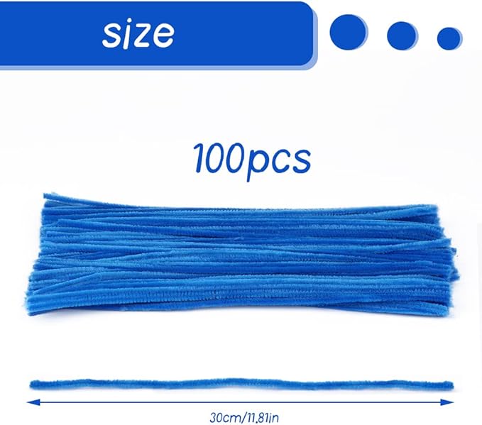 100 Pieces Pipe Cleaners Chenille Stem, Lake Blue Pipe Cleaners Set for DIY Arts Crafts Decorations (Lake Blue)