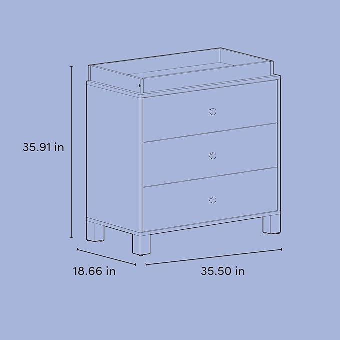 Storkcraft California 3-Drawer Chest with Removable Changing Topper (White with Driftwood) – GREENGUARD Gold Certified, Interlocking Drawer System, Pre-Installed Tracks, Easy Assembly