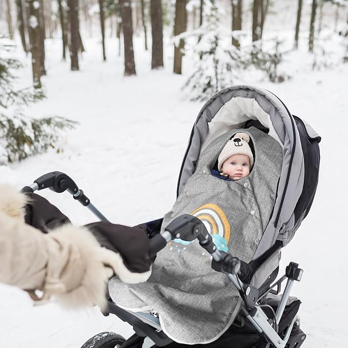 Stroller Cover for Winter, Universal Waterproof Baby Stroller Footmuff, Warm Bunting Sleeping Bag for Cold Weather(Rainbow)