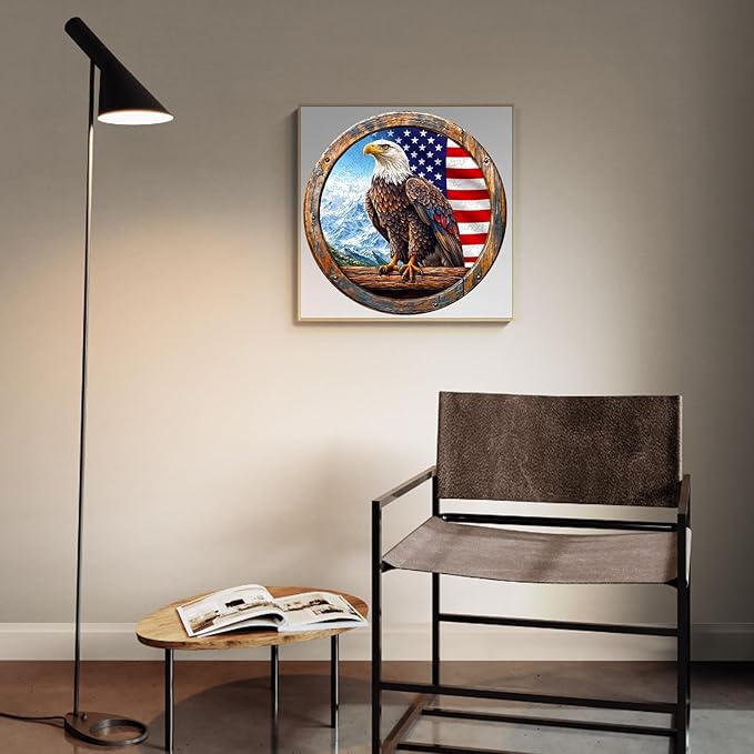 KAAYEE Wooden Puzzles for Adults, 3D Vision Effect Bald Eagle Wooden Jigsaw Puzzle Unique Shape Wood Puzzle Adult, Flat Puzzle Birthday Fathers Family Game (M-11.4 * 11.4in-200pcs)