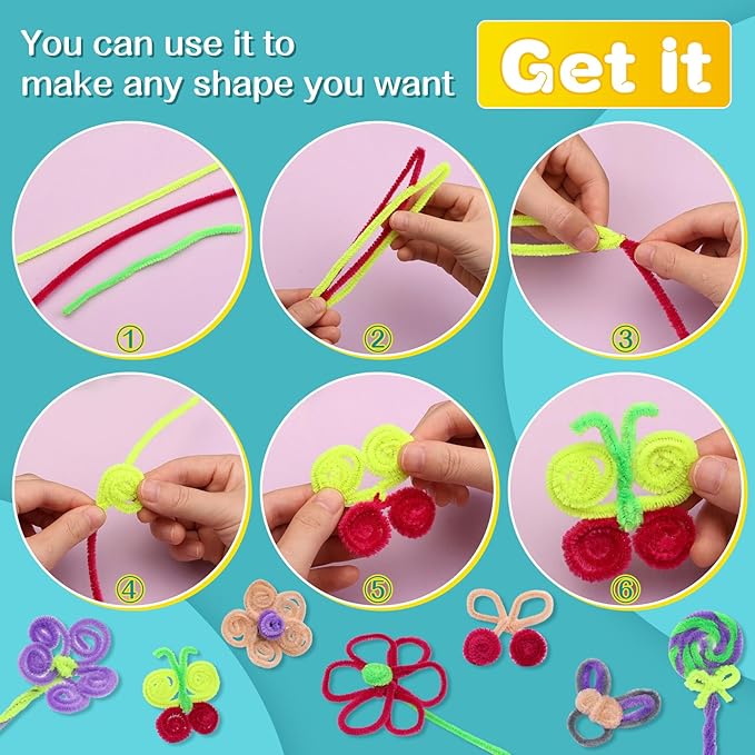 100 Pieces Pipe Cleaners Chenille Stem, Solid Color Pipe Cleaners Set for Pipe Cleaners DIY Arts Crafts Decorations, Chenille Stems Pipe Cleaners (Fluorescent Green)