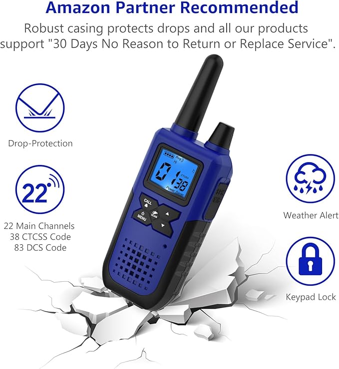 Walkie Talkies for Adults Long Range Rechargeable with NOAA Weather Alert, Multi-Purpose 2 Way Radios 4 Pack for Team Work Seniors Care Kids Adventure Family Camping Hiking Skiing Cruise