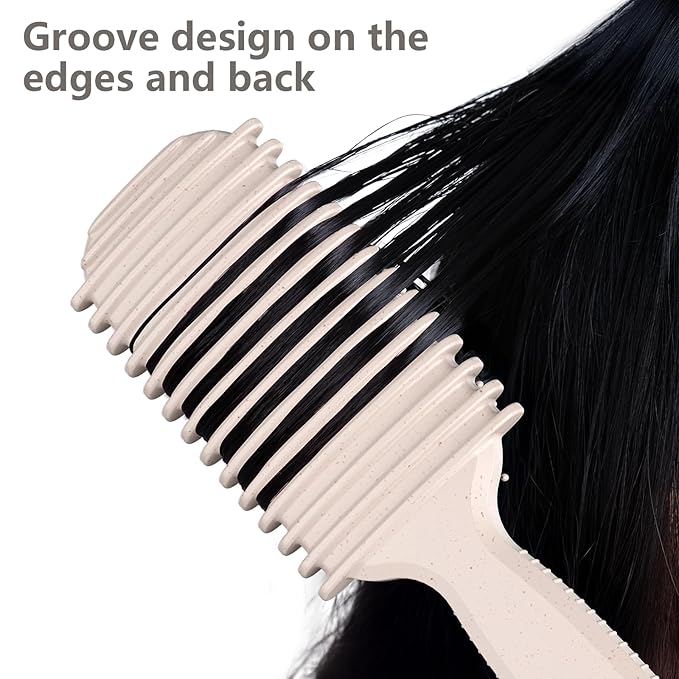 Curl Defining Brush, Curly Hair Brush, Slick Back Hair Brush, For Combing and Shaping Curls in All Hairstyles to Reduce Pulling (Beige)