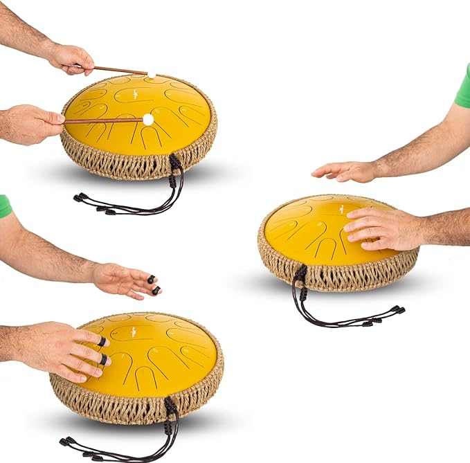 The Balmy Drum - 11 Note 10 Inch Steel Tongue Drum, Steel Drum Instrument, Drums For Children and Adults, Balmy Drum Set for Kids with Music Book, Handpan, Mallet and Carry Bag (Blue)