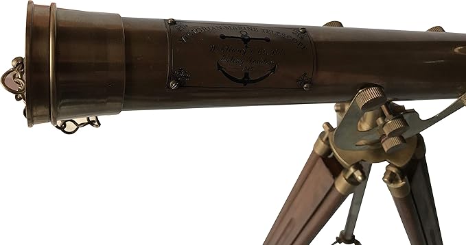 Antique Brass Telescope Marine Navy Adjustable Floor Standing Brass Telescope Maritime Ship Instrument Functional Clear Vision Instrument Nautical Home Decor