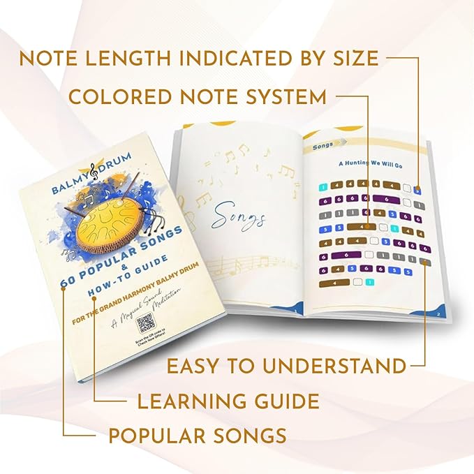 The Balmy Drum - 15 Note 14 Inch Steel Tongue Drum, Steel Drum Instrument, Drums For Children and Adults, Balmy Drum Set for Kids with Music Book, Handpan, Mallet and Carry Bag (Black)