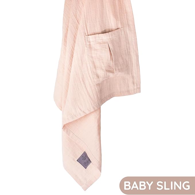 Baby Ring Sling – Breathable 100% Cotton Wrap for Infant Support, Baby Sling Carrier – Adjustable Muslin Fabric, Sunset Rose Baby Sling Wrap - Soft Chest Hold for Travel