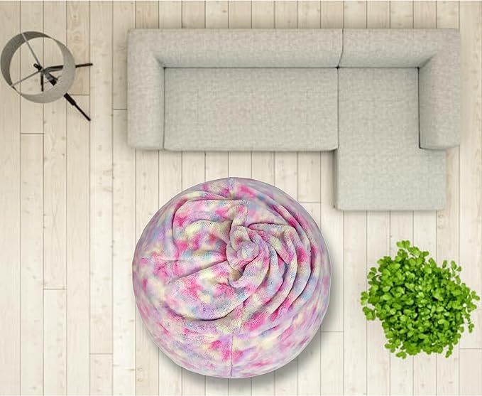 , New Tie Dye Rainbow Design Furry Bean Bag Chair. Premium And Luxurious Fur Bean Bag Without Bean Only Cover Jumbo, Multi