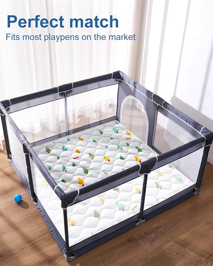 Odorless Premium Foam Baby Play Mat 79" x 59", Soft Microfiber Fabric Crawling Mat for Floor- Comfortable and Hypoallergenic, Non-Slip Cushioned Floor Playpen mat for Infants,Babies,Toddlers