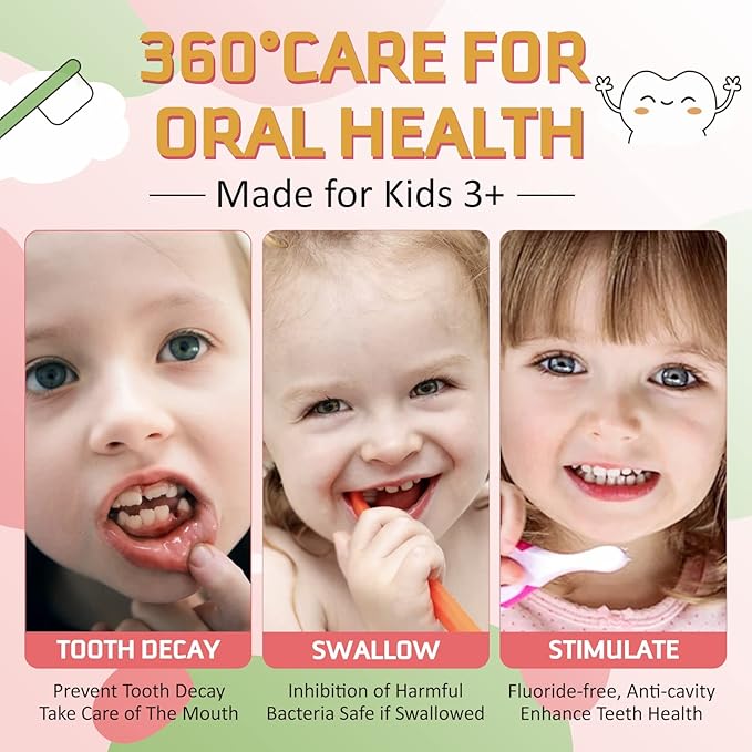Foam Toothpaste Kids,Foaming Toothpaste Kids for U Shape Toothbrush,Travel Friendly,Deeply Cleaning Gums,Kids Oral Care Toothpaste,2PCsx60ml (Strawberry &Orange)