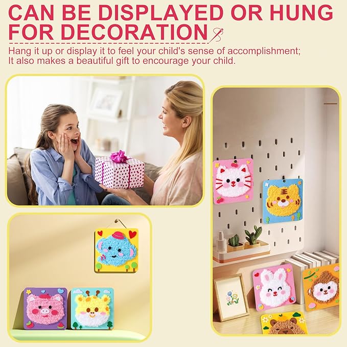 DIY Embroidery Doll Kit, Cartoon Animal Craft Sewing Kit for Kids, Felt Crafts, Beginner Sewing for Kids Ages 4-8 Plus - Helps Develop Fine Motor Skills (3PCS-Deer/Elephant/Bear)
