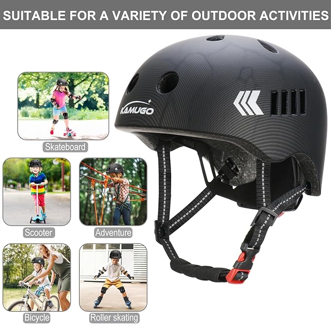 KAMUGO Kids Bike Helmet Set, Toddler Helmet for Ages 2-8 Boys Girls with Sports Protective Gear Set Knee Elbow Wrist Pads for Skateboard Cycling Scooter Rollerblading