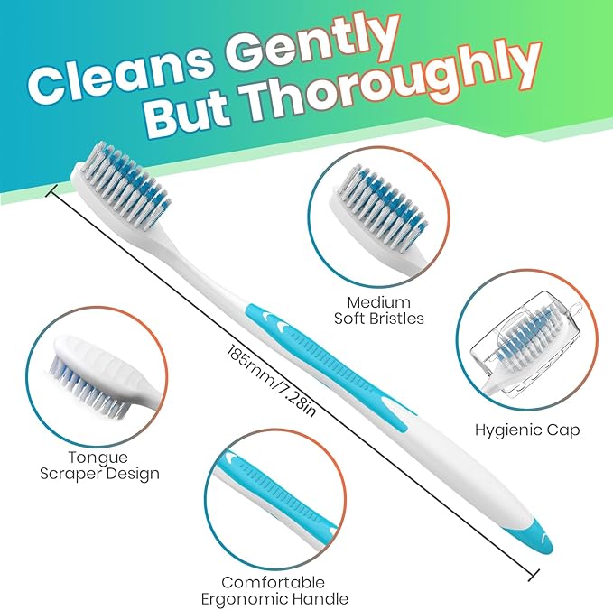 100 Bulk Toothbrushes Pack with Covers, Individually Wrapped Toothbrushes for Adults & Kids, Disposable Toothbrush for Travel, Donations, Hotels, Medium Soft Toothbrushes with Hygienic Cap