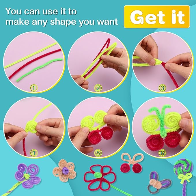 100 Pieces Pipe Cleaners Chenille Stem, Solid Color Pipe Cleaners Set for Pipe Cleaners DIY Arts Crafts Decorations, Chenille Stems Pipe Cleaners (Coffee)