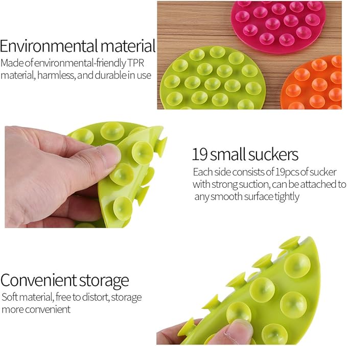 (Pack of 2) Creative Children's Tableware Sucker Baby Kids Magic Suction Mat Portable Double-Sided Suckers Anti-Slip Plate Bowl Cutlery Placemat(Rose Red)