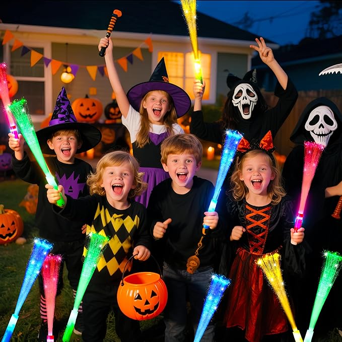 OceanWings Glow Fiber Optic Wands,Halloween Glow Sticks Bulk Party Pack,Glow in the dark Party Supplies Favor Flashing Light Up Sticks for Birthday Holiday Party Wedding Halloween Christmas(25)