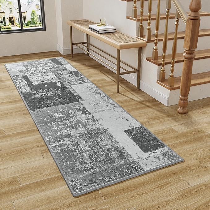 LOCHAS Washable Runner Rugs for Hallway, 2x6 Non Sip Soft Rug for Bedroom Entryway Kitchen Laundry Room, Long Abstract Carpet for Indoor Floor Bedside, Geometric Vintage Home Decor, Pet & kid Friendly