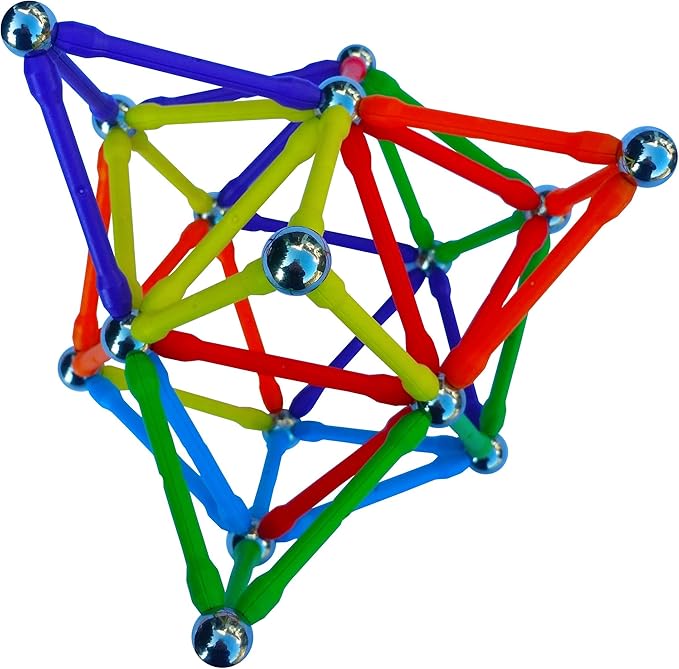 Mega Magz, 130-Piece Magnetic Construction Set - 66 bars and 64 balls