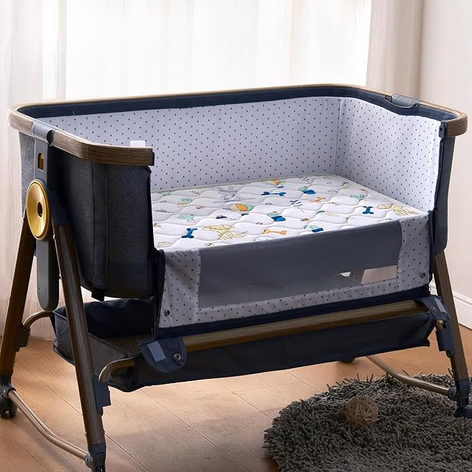 Baby Bassinet Mattress 47x 23.6 inches- Firm Support and Comfort Premium Foam,Noiseless and Odorless,Hypoallergenic Small Crib Mattress, Fits Moses Basket, Dual Sided with Soft Breathable Fabric