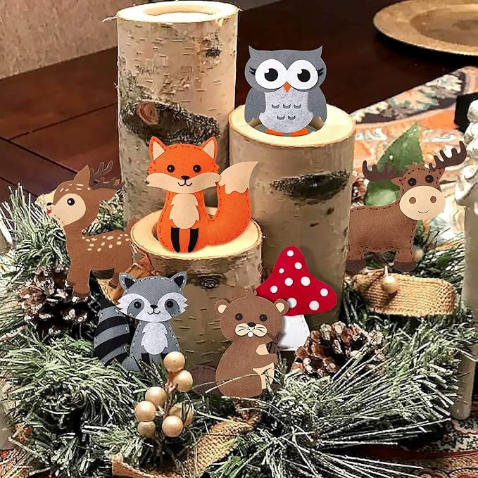 CiyvoLyeen Woodland Animals Craft Kit Kids DIY Crafting and Sewing Set Woodland Animals Felt Plushie for Girls and Boys Educational Beginners Sewing Set Sewing Kits for Kids Age 8 9 10 11 12