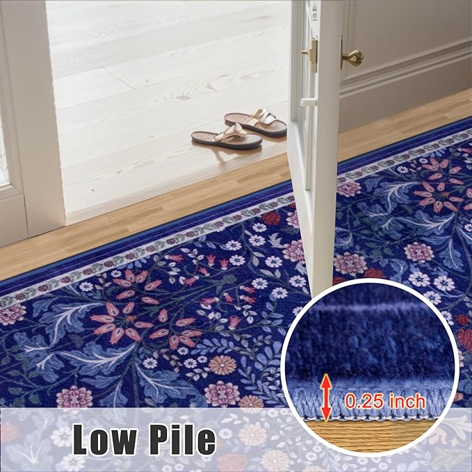 10x12 Area Rugs for Living Room: Floral Washable Rug Vintage Large Soft Boho Non-Slip Carpet Indoor Floor Stain Resistant Low Pile Carpets for Bedroom Dining Room Farmhouse Nursery Hallway Home Office