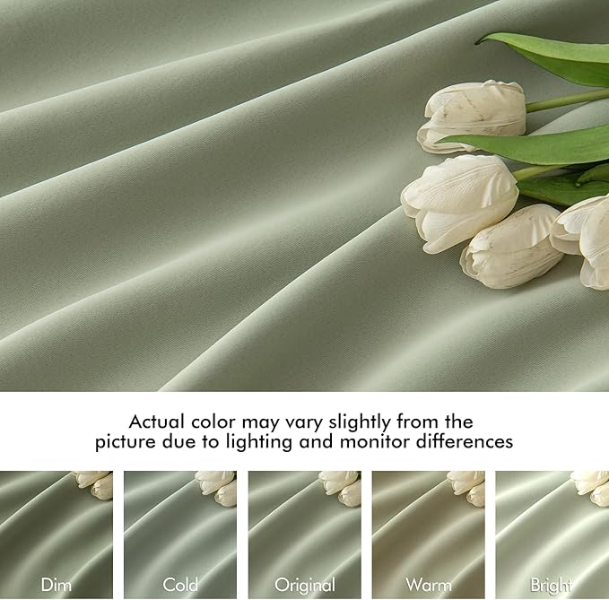 MIULEE Sage Green Back Tab Blackout Curtains 84 Inch Length 2 Panels Set for Living Room Bedroom Privacy, Rod Pocket/Pinch Pleated Thermal Insulated Room Darkening Light Blocking Drapes, W72xL84