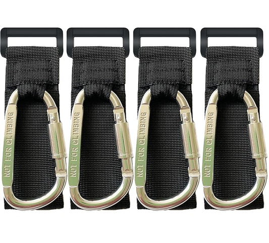 4 Pcs Baby Stroller Hook, Carry 30 lbs per Stroller Carabiner Clip, Adjustable Baby Stroller & Car Seat Hook for Hanging Diaper Bag, Wheelchair,Golf cart, Shopping and Pet Cart