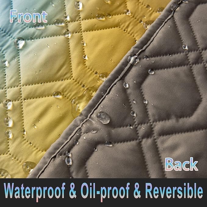 100% Waterproof Dog Bed Cover 52x82 inch Reversible Changing Pad Reusable Camping Mat for Kids/Pet/Dog/Cat Washable Geometric Embroidery Blanket Patchwork Rainbow Ombre Printed+Gray