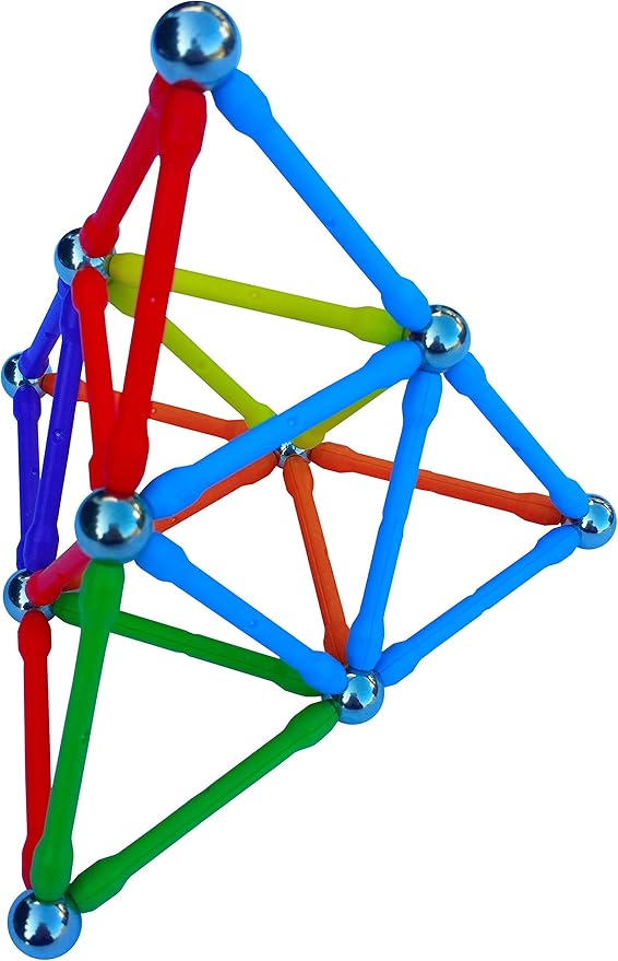 Mega Magz, 130-Piece Magnetic Construction Set - 66 bars and 64 balls