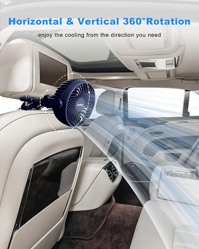 Stroller Fan Clip on for Baby, 4000mAh Rechargeable Battery Operated, Flexible Tripod, 3 Wind Speed, 360° Rotatable, Small Cooling Portable Fan for Car Seat Crib Golf Cart Treadmill, Navy Blue