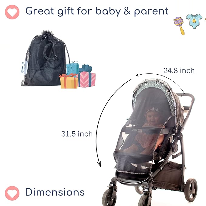 Stroller Sun Shade - Universal UV Protection Cover for Strollers Sunshade with See Through, Clip-On Sun Blocker, Sun Shield for Baby, Breathable Adjustable Fit, Full Coverage, Large