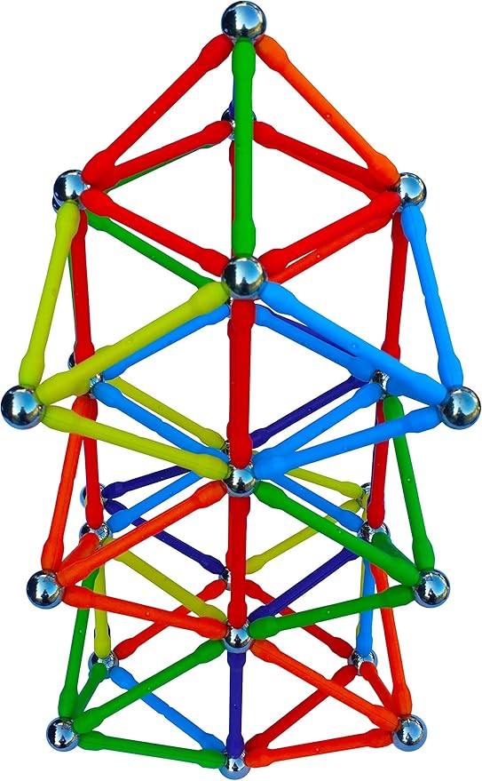 Mega Magz, 130-Piece Magnetic Construction Set - 66 bars and 64 balls