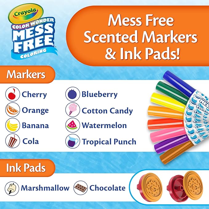 Crayola Color Wonder Mess Free Coloring Set, 50 Blank Coloring Pages, Scented Color Wonder Stamps and Markers, Refill Set